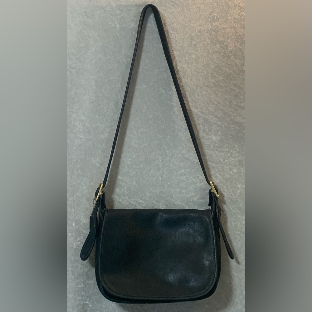 Vintage Coach Patricia Legacy 9951 Black Leather Flap Satchel Shoulder Bag Purse